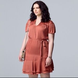 Women's Simply Vera Vera Wang Rust Tiered Sleeveless Dress